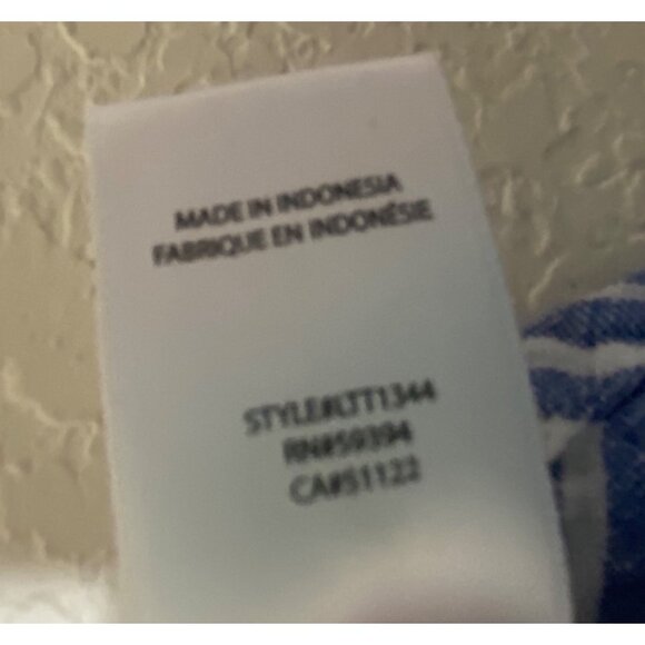 Beachlunchlounge Linen Blend Tunic Top L Blue & White Striped Sleeveless Pullove - Picture 8 of 10